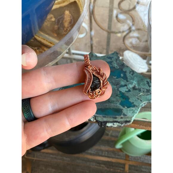 Genuine Moldavite Copper Pendant - Picture 7 of 10